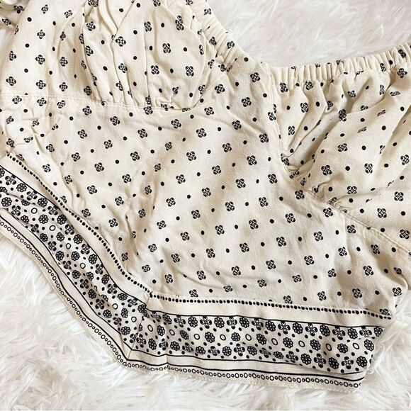 Japna Cream and Black Patterned Crop Top - Picture 2 of 4